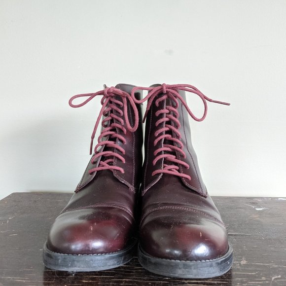 David Tyler Burgundy Leather Lace Up Boot - Picture 5 of 11